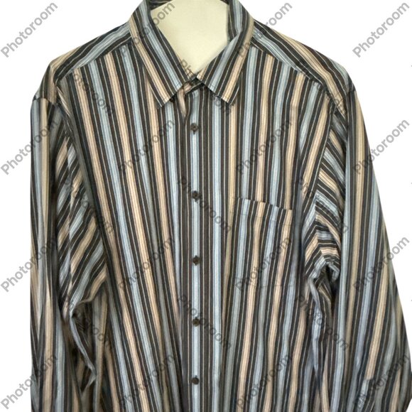 Bugatchi Mens Button Down Shirt XL Long Sleeve Striped - 100% Cotton - Picture 1 of 6